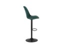 Tabouret réglable MIKE en velours vert et pied noir