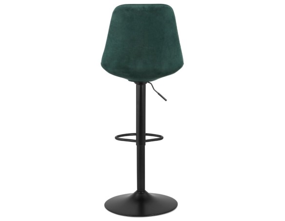 Tabouret réglable MIKE en velours vert et pied noir