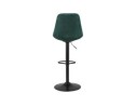 Tabouret réglable MIKE en velours vert et pied noir