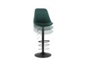 Tabouret réglable MIKE en velours vert et pied noir
