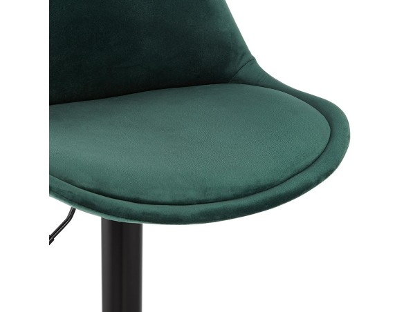 Tabouret réglable MIKE en velours vert et pied noir