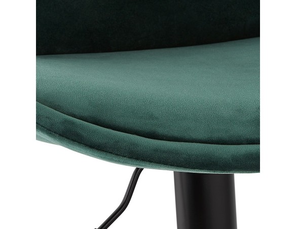 Tabouret réglable MIKE en velours vert et pied noir