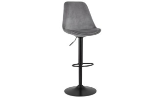 BS04630GRBL 5404028301869 Tabouret réglable MIKE en velours gris et pied noir