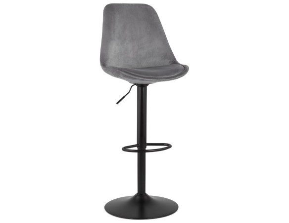 BS04630GRBL 5404028301869 Tabouret réglable MIKE en velours gris et pied noir