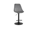 Tabouret réglable MIKE en velours gris et pied noir