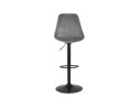 Tabouret réglable MIKE en velours gris et pied noir