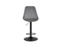 Tabouret réglable MIKE en velours gris et pied noir