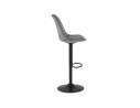 Tabouret réglable MIKE en velours gris et pied noir