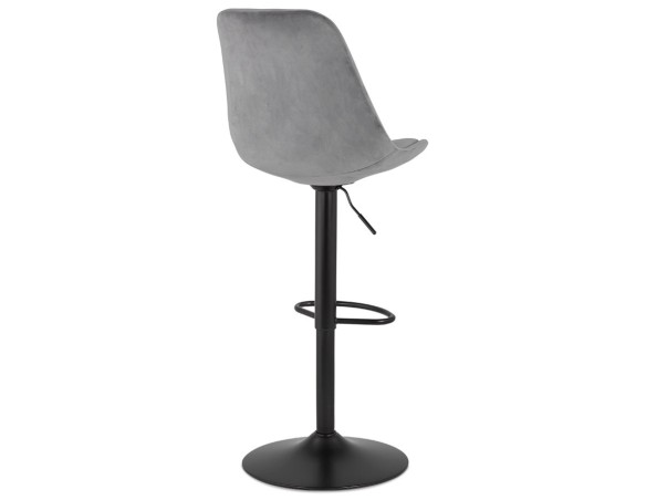 Tabouret réglable MIKE en velours gris et pied noir