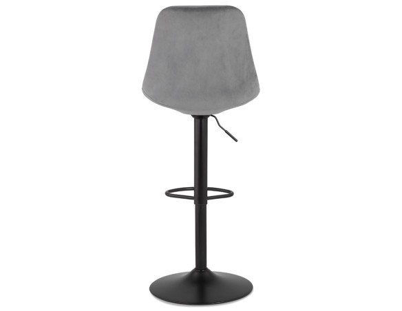 Tabouret réglable MIKE en velours gris et pied noir