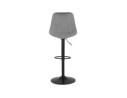 Tabouret réglable MIKE en velours gris et pied noir