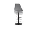 Tabouret réglable MIKE en velours gris et pied noir