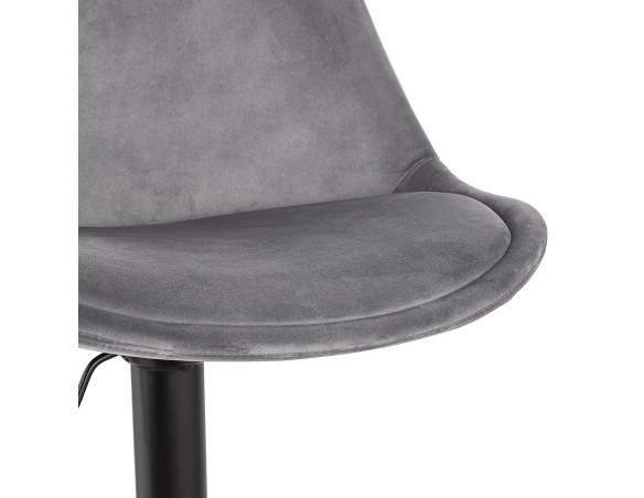 Tabouret réglable MIKE en velours gris et pied noir