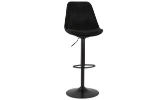 BS04640BLBL 5404028301883 Tabouret réglable MIKE en velours noir et pied noir