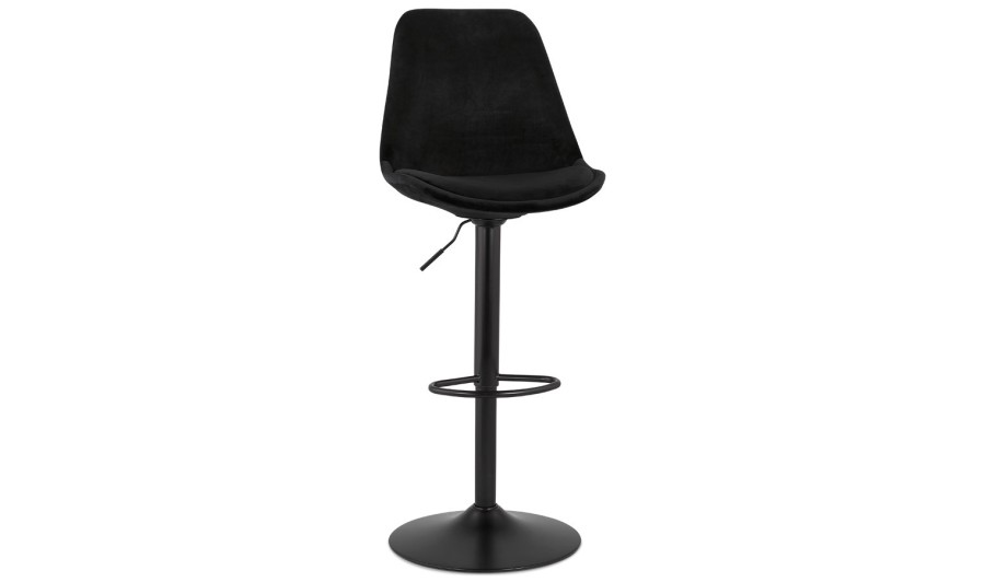 BS04640BLBL 5404028301883 Tabouret réglable MIKE en velours noir et pied noir