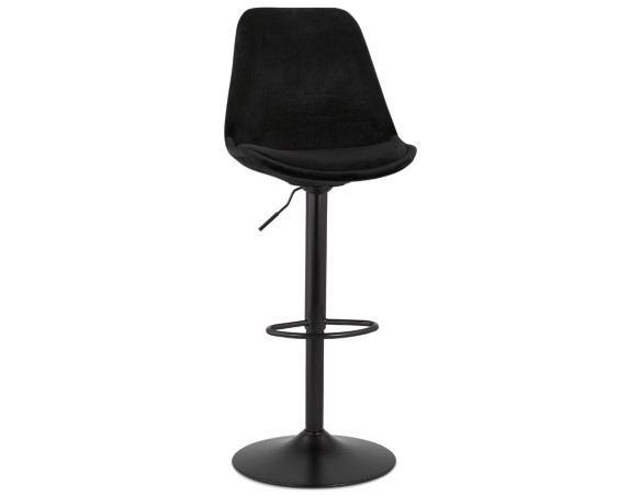 BS04640BLBL 5404028301883 Tabouret réglable MIKE en velours noir et pied noir