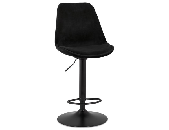 Tabouret réglable MIKE en velours noir et pied noir