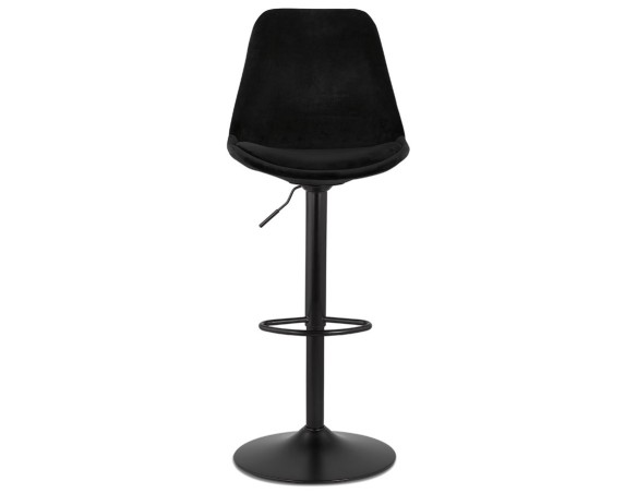 Tabouret réglable MIKE en velours noir et pied noir