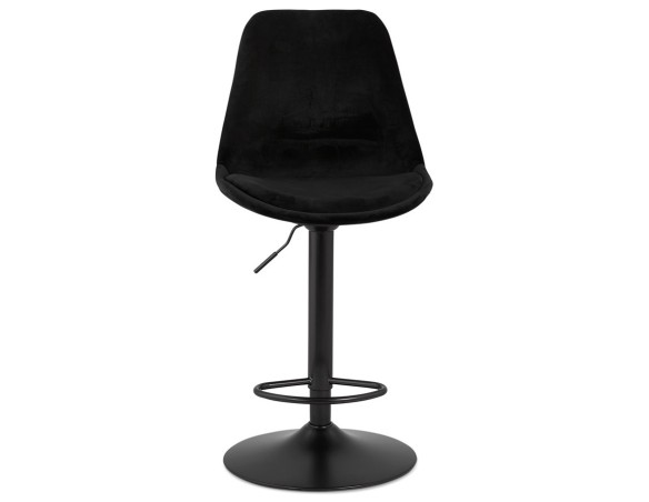 Tabouret réglable MIKE en velours noir et pied noir