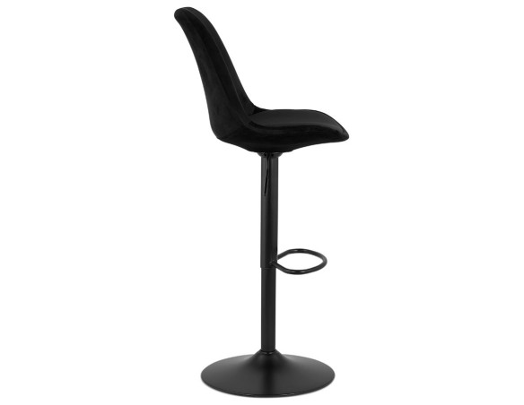 Tabouret réglable MIKE en velours noir et pied noir