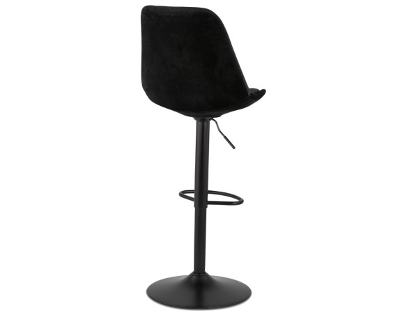 Tabouret réglable MIKE en velours noir et pied noir