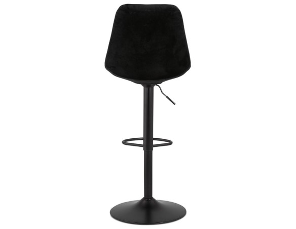 Tabouret réglable MIKE en velours noir et pied noir