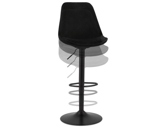 Tabouret réglable MIKE en velours noir et pied noir