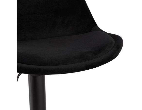 Tabouret réglable MIKE en velours noir et pied noir