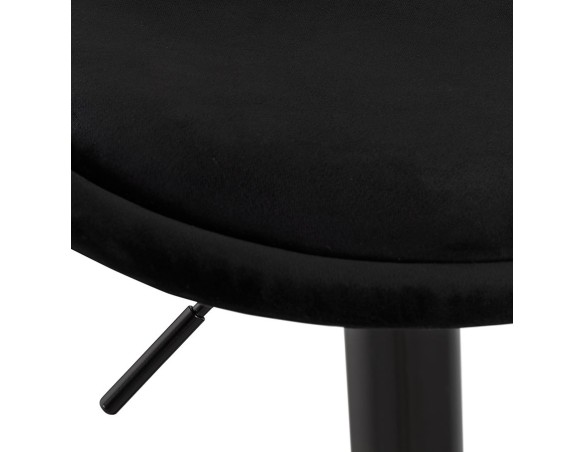 Tabouret réglable MIKE en velours noir et pied noir