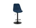 Tabouret réglable MIKE en velours bleu et pied noir