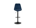 Tabouret réglable MIKE en velours bleu et pied noir