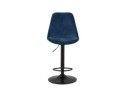 Tabouret réglable MIKE en velours bleu et pied noir