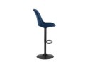 Tabouret réglable MIKE en velours bleu et pied noir