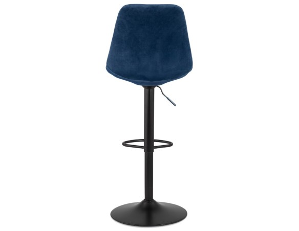 Tabouret réglable MIKE en velours bleu et pied noir