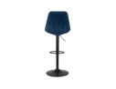 Tabouret réglable MIKE en velours bleu et pied noir