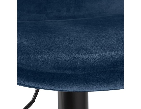Tabouret réglable MIKE en velours bleu et pied noir