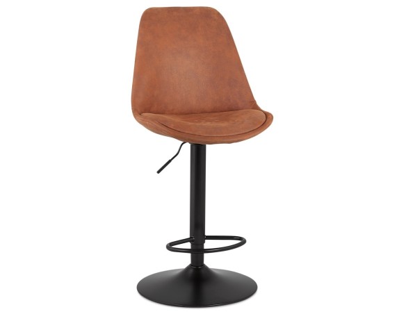 Tabouret réglable ZEBRA en microfibre brun et pied noir