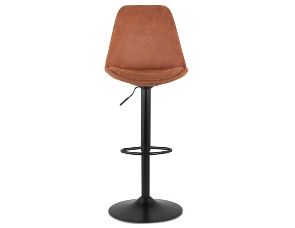Tabouret réglable ZEBRA en microfibre brun et pied noir