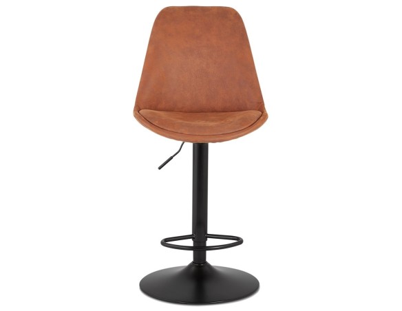 Tabouret réglable ZEBRA en microfibre brun et pied noir