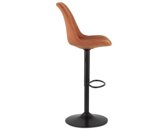 Tabouret réglable ZEBRA en microfibre brun et pied noir
