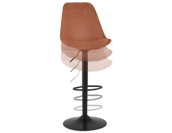 Tabouret réglable ZEBRA en microfibre brun et pied noir