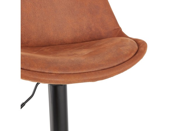 Tabouret réglable ZEBRA en microfibre brun et pied noir