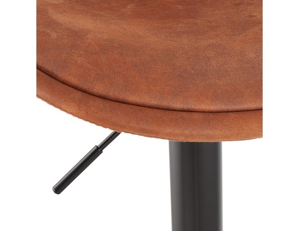 Tabouret réglable ZEBRA en microfibre brun et pied noir