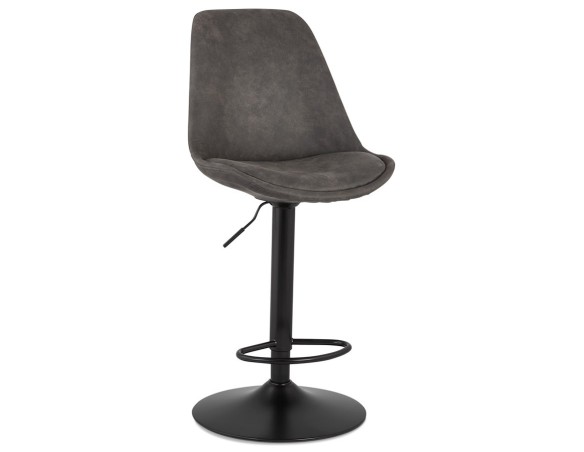 Tabouret réglable ZEBRA en microfibre gris et pied noir