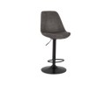 Tabouret réglable ZEBRA en microfibre gris et pied noir