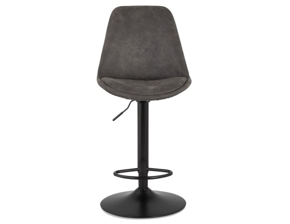 Tabouret réglable ZEBRA en microfibre gris et pied noir