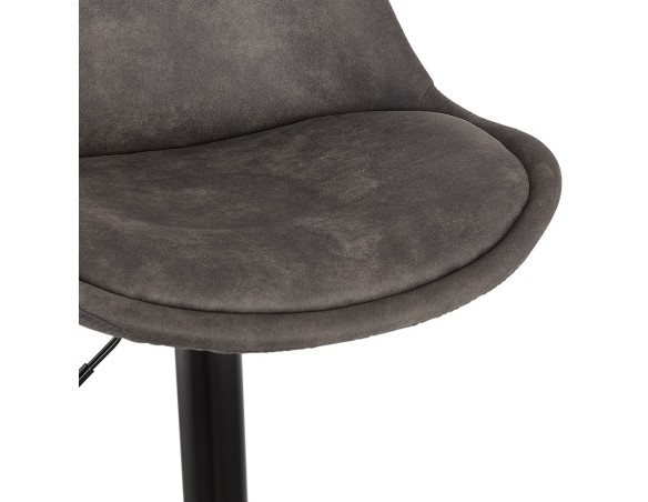 Tabouret réglable ZEBRA en microfibre gris et pied noir