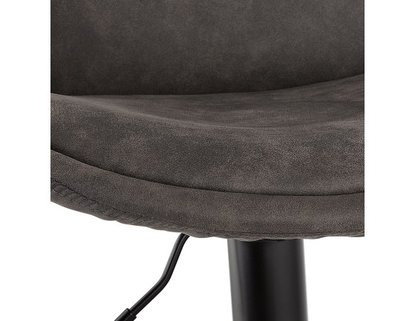 Tabouret réglable ZEBRA en microfibre gris et pied noir