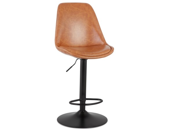 Tabouret réglable RODEO en matière synthétique brune et pied noir