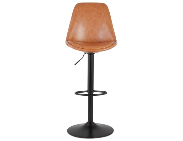 Tabouret réglable RODEO en matière synthétique brune et pied noir